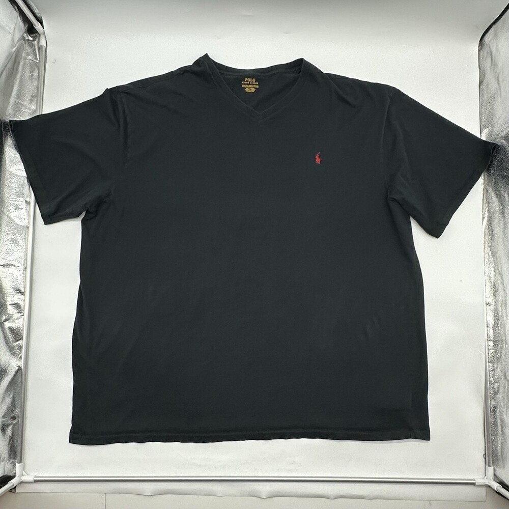Polo Ralph Lauren Men's Big & Tall Size 4XLT Black Short Sleeve V-Neck T-Shirt